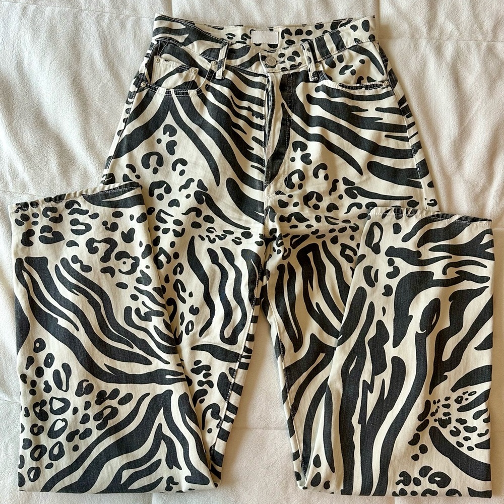 MOTHER High Waisted Curbside Heel in Animal Tracks